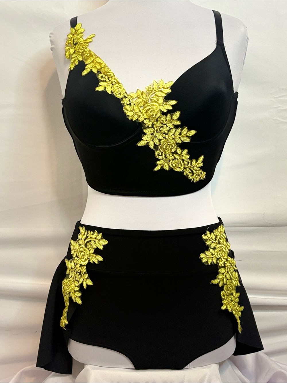 balera Black and Yellow Appliqué Two-Piece Swim Bikini Set